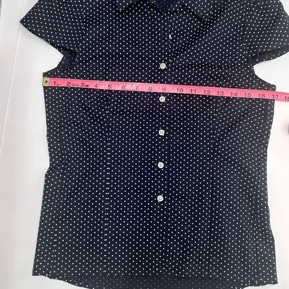 Brandy Melville Rue Polka Dots Top, Navy, Button Down, size small, NWOT - Picture 8 of 12